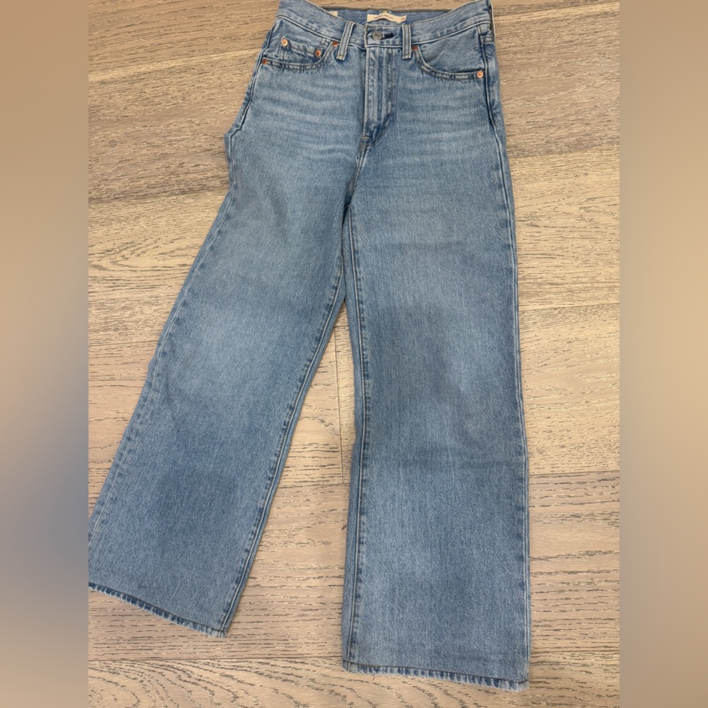 Levi's Light Blue Denim Jeans rib cage wide leg